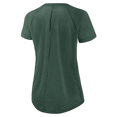 Women's Nike White/Heather Green Green Bay Packers Back Cutout Raglan T-Shirt