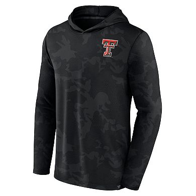 Men's Fanatics Branded  Black Texas Tech Red Raiders Camo Hoodie Long Sleeve T-Shirt