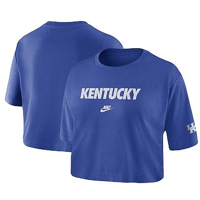 Women's Nike Royal Kentucky Wildcats Wordmark Cropped T-Shirt