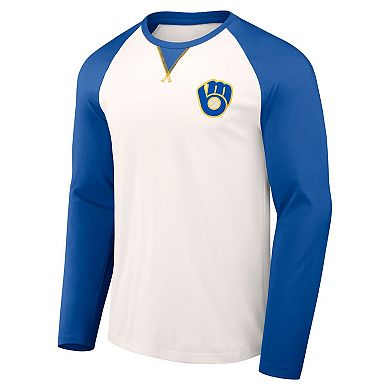 Men's Darius Rucker Collection by Fanatics  White/Royal Milwaukee Brewers Team Color Raglan T-Shirt