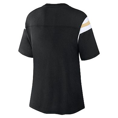 Women's Fanatics Branded Black New Orleans Saints Earned Stripes T-Shirt