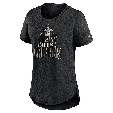 Women's Nike Heather Black New Orleans Saints Fashion Tri-Blend T-Shirt
