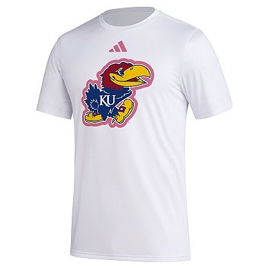 Men's adidas White Kansas Jayhawks Pregame AEROREADY T-Shirt