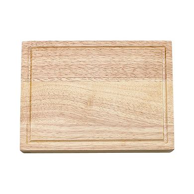 10.5" 4-Pc Rubber Wood Cutting Board and Cheese Tool Set