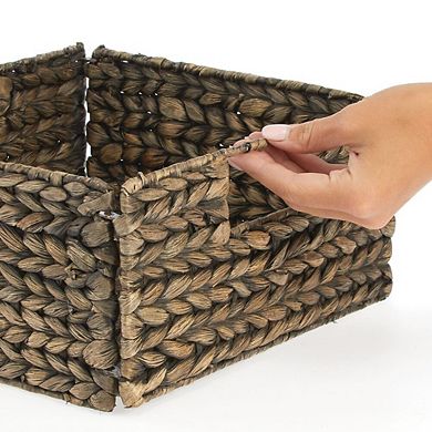 mDesign 10.5" x 10.5" x 5.25" Hyacinth Kitchen Storage Basket with Handles, 4 Pack