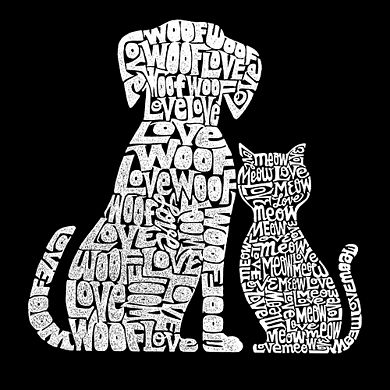 Boy's Word Art Long Sleeve - Dogs and Cats