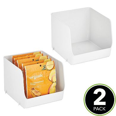 mDesign 8.5" x 8.5" x 7.25" Stackable Plastic Food Storage Bin, Open Front, 2 Pack