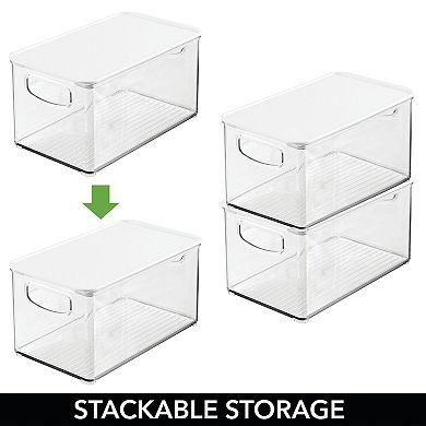 mDesign Plastic Kitchen Food Storage Bin with Handles, Lid, 4 Pack