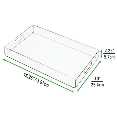 mDesign 17.2" x 11.2" x 2.2" Acrylic Rectangular Serving Tray with Handles,  2 Pack