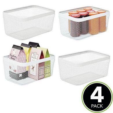 mDesign Steel Food Storage Organizer Bin Mesh Basket for Pantry - 4 Pack