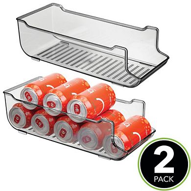 mDesign Pop/Soda Can Storage Dispenser Bin for Fridge, Pantry, 2 Pack