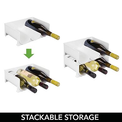 mDesign 8.06" x 11.51" x 3.99" Stackable Plastic 3 Bottle Refrigerator Wine Rack Holder