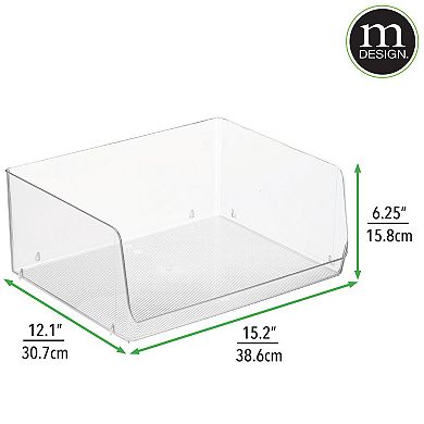 mDesign 15.2" x 12.1" x 6.25" Stackable Plastic Food Storage Bin, Open Front, 2 Pack