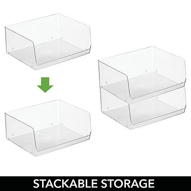 mDesign 15.2" x 12.1" x 6.25" Stackable Plastic Food Storage Bin, Open Front, 2 Pack