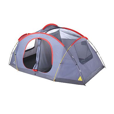 Outbound 8 Person 3 Season Easy Up Camping Dome Tent with Rainfly & Bag, Red