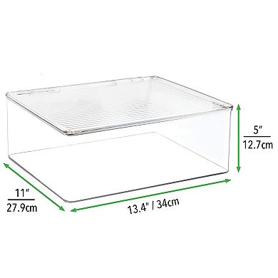 mDesign 11" x 13.4" x 5" Plastic Stackable Kitchen Pantry Food Storage Bin and Lid - 2 Pack