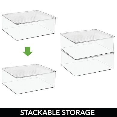 mDesign 11" x 13.4" x 5" Plastic Stackable Kitchen Pantry Food Storage Bin and Lid - 2 Pack