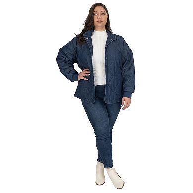 Plus Size Fleet Street Quilted Denim Jacket