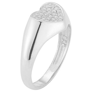 Sunkissed Sterling Cubic Zirconia Heart Signet Ring