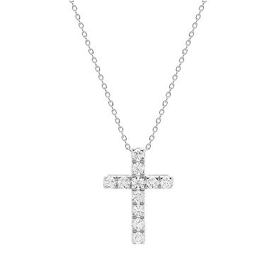 The Regal Collection 14k Gold 1 Carat T.W. Certified Diamond Cross Pendant Necklace
