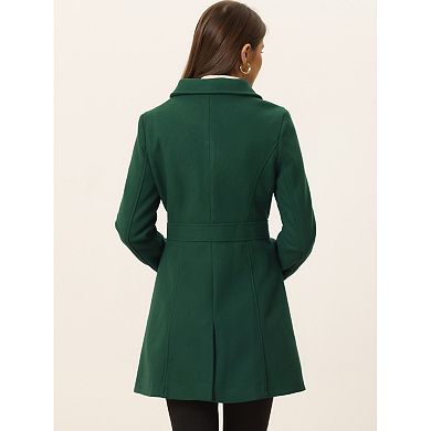 Women's Peter Pan Collar Single Breasted Mid Length Overcoat