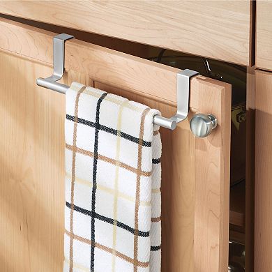 mDesign Forma Metal Over Door Rack and Towel Holder for Kitchen Cabinet