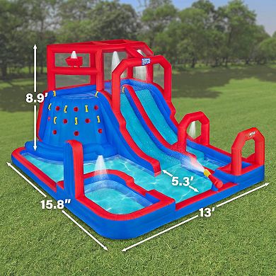 Sunny & Fun Inflatable Water Slide & Blow up Pool, Child Water Park for Child - Blue