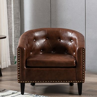 Merax PU Leather Tufted Barrel ChairTub Chair