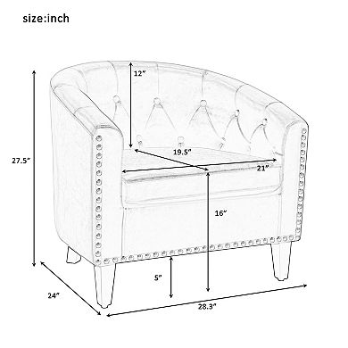 Merax PU Leather Tufted Barrel ChairTub Chair