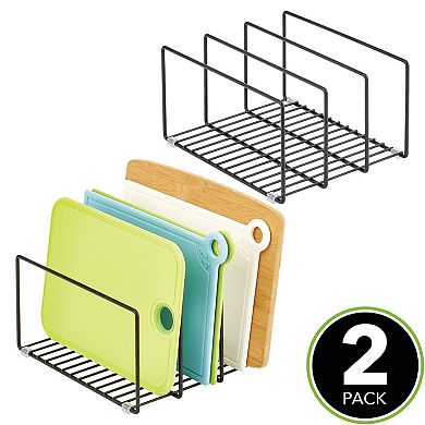 mDesign 10.19" x 8.5" x 5.55" Steel Cookware Storage Organizer Rack for Kitchen - 2 Pack