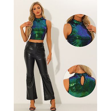 Sequin Top for  Women's Sleeveless Party Metallic Sparkly Tops