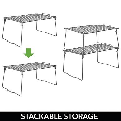 mDesign Classico Metal Stackable Closet Storage Organizer Shelf, 4 Pack