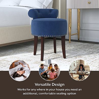 Hillsdale Furniture Lena Wood & Upholstered Vanity Stool