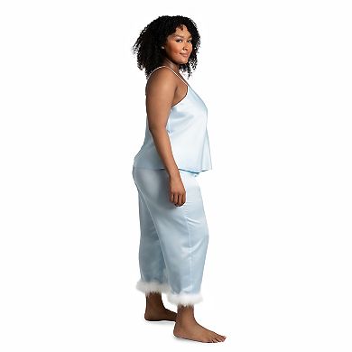 Plus Size Lilac+London 2-pc. Satin Pajama Cami & Cropped Pajama Pants Sleep Set