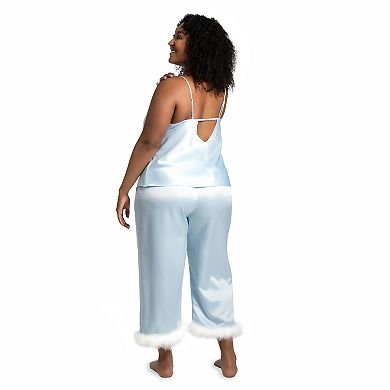 Plus Size Lilac+London 2-pc. Satin Pajama Cami & Cropped Pajama Pants Sleep Set