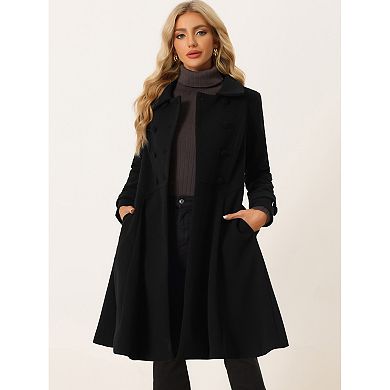 Women's Vintage Winter Coat a Line Overcoat Double Breasted Peacoat