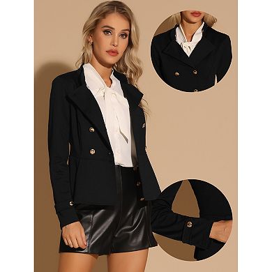 Peplum Steampunk Jacket for Women's Stand Collar Double Breasted Casual Office Blazer