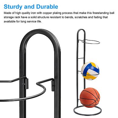 Ball Storage Rack Basketball Holder 3 Tier Removable Vertical Display Stand