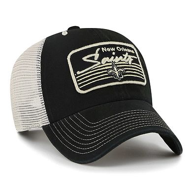 Men's '47 Black/Natural New Orleans Saints  Five Point Trucker Clean Up Adjustable Hat