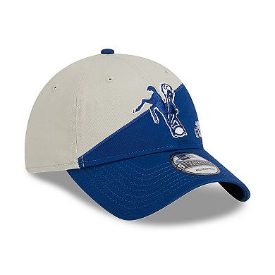 Men's New Era  Cream/Royal Indianapolis Colts 2023 Sideline Historic 9TWENTY Adjustable Hat