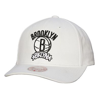Men's Mitchell & Ness White Brooklyn Nets Hardwood Classics All In Retro Snapback Hat