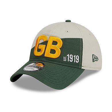 Men's New Era  Cream/Green Green Bay Packers 2023 Sideline Historic 9TWENTY Adjustable Hat