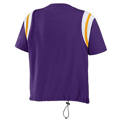 Women's WEAR by Erin Andrews Purple Minnesota Vikings Cinched Colorblock T-Shirt
