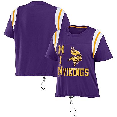 Women's WEAR by Erin Andrews Purple Minnesota Vikings Cinched Colorblock T-Shirt