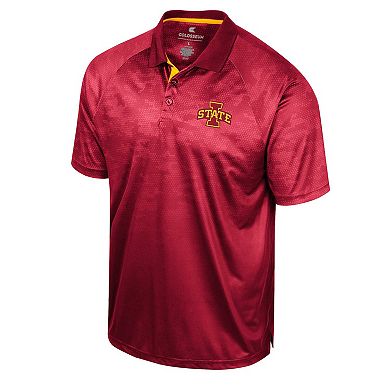 Men's Colosseum Cardinal Iowa State Cyclones Honeycomb Raglan Polo