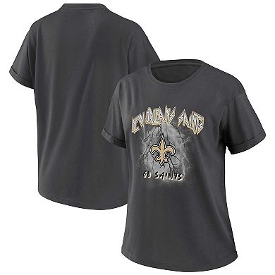 Women's WEAR by Erin Andrews Charcoal New Orleans Saints Boyfriend T-Shirt