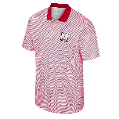 Men's Colosseum White/Red Maryland Terrapins Print Stripe Polo