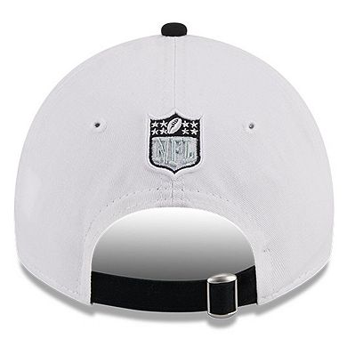 Men's New Era  White/Black Las Vegas Raiders 2023 Sideline 9TWENTY Adjustable Hat