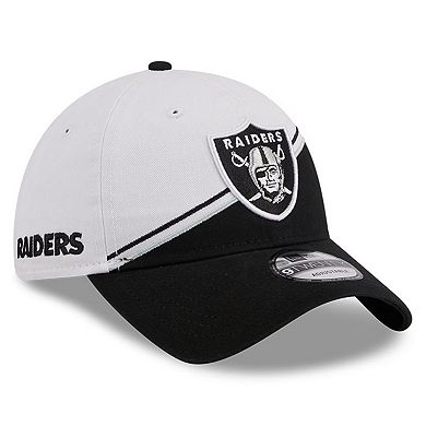 Men's New Era  White/Black Las Vegas Raiders 2023 Sideline 9TWENTY Adjustable Hat