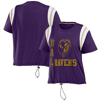 Women's WEAR by Erin Andrews Purple Baltimore Ravens Cinched Colorblock T-Shirt